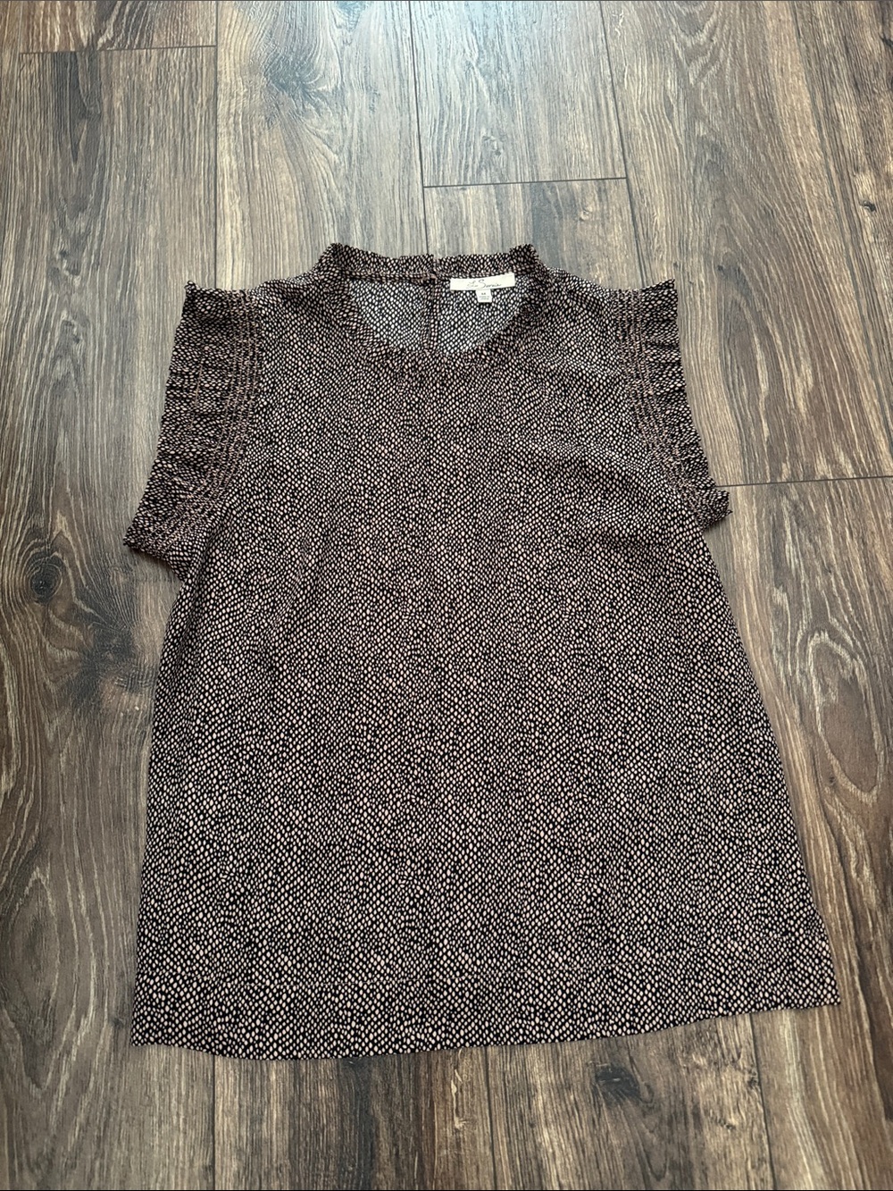 Women's Black and White Dotted Short Sleeve Blouse